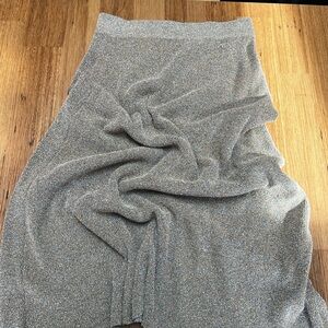 Zara Silver Metallic Ribbed Midi Skirt